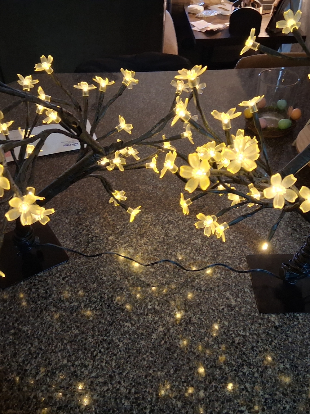 LED Blossom Table Lamp Pair - Warm Yellow Floral Lights
